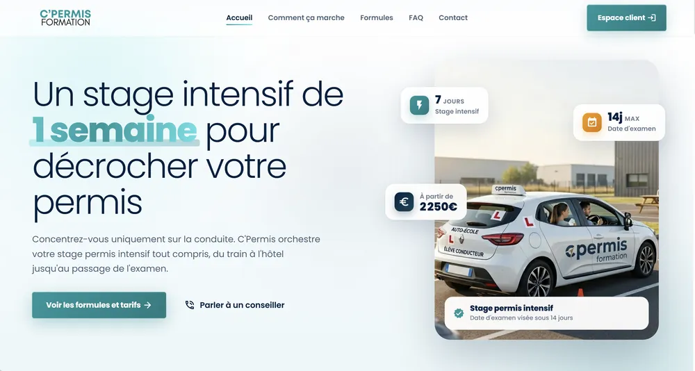 Aperçu du site C'permis