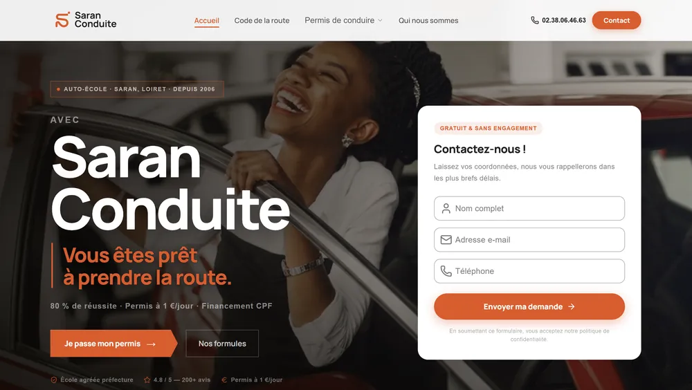 Aperçu du site SARAN Conduite